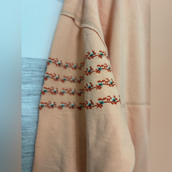 Free People Movement At My Best Embroidered Hoodie Pastel Peach Combo - NWOT - Picture 3 of 10